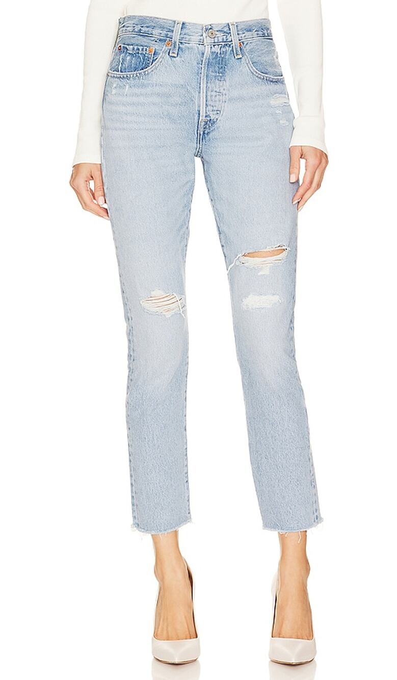 Levi's Distressed Rock This Way 501 Skinny Denim Jeans Size 24